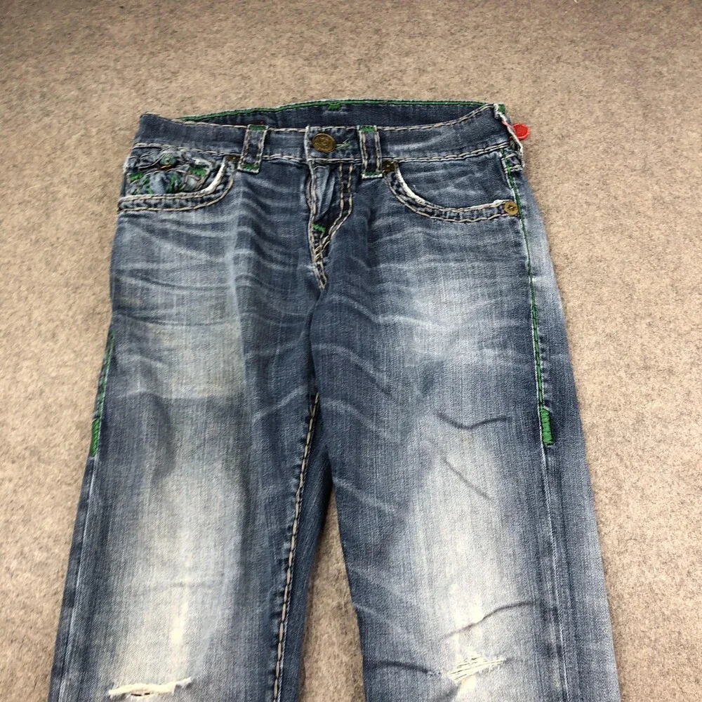 True Religion Geno Jeans Mens 28x33 Blue Medium Wash Relaxed Slim Straight Denim